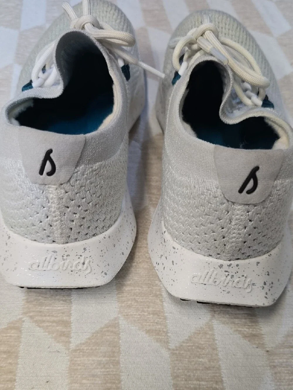 allbirds Kids Wool Runner - White with Teal Insole